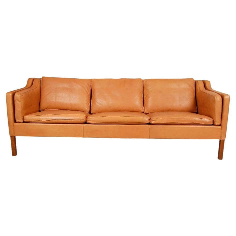 Børge Mogensen 2213 Sofa with Patinated Cognac Leather For Sale