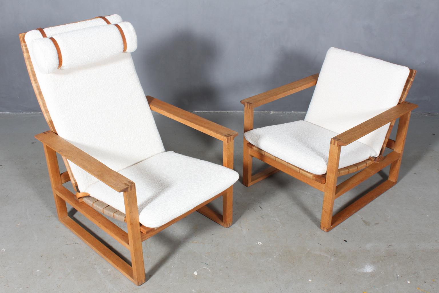 Mid-20th Century Børge Mogensen 2254/2256 Oak Sled Lounge Chairs in Cane, 1956, Denmark