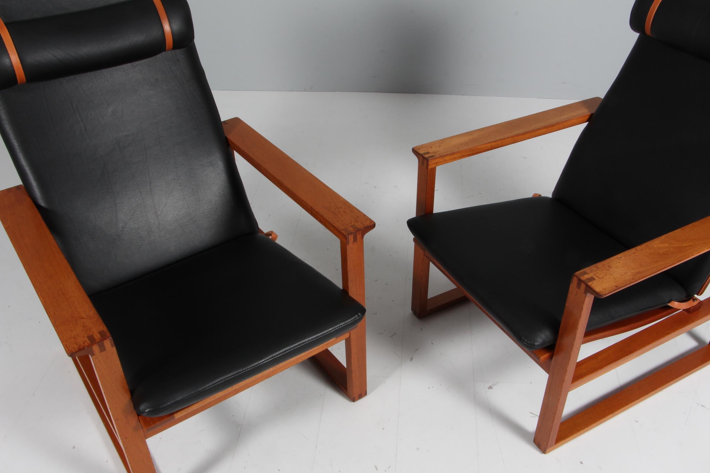 Leather Børge Mogensen 2254 Mahogany Sled Chair, 1956, Denmark