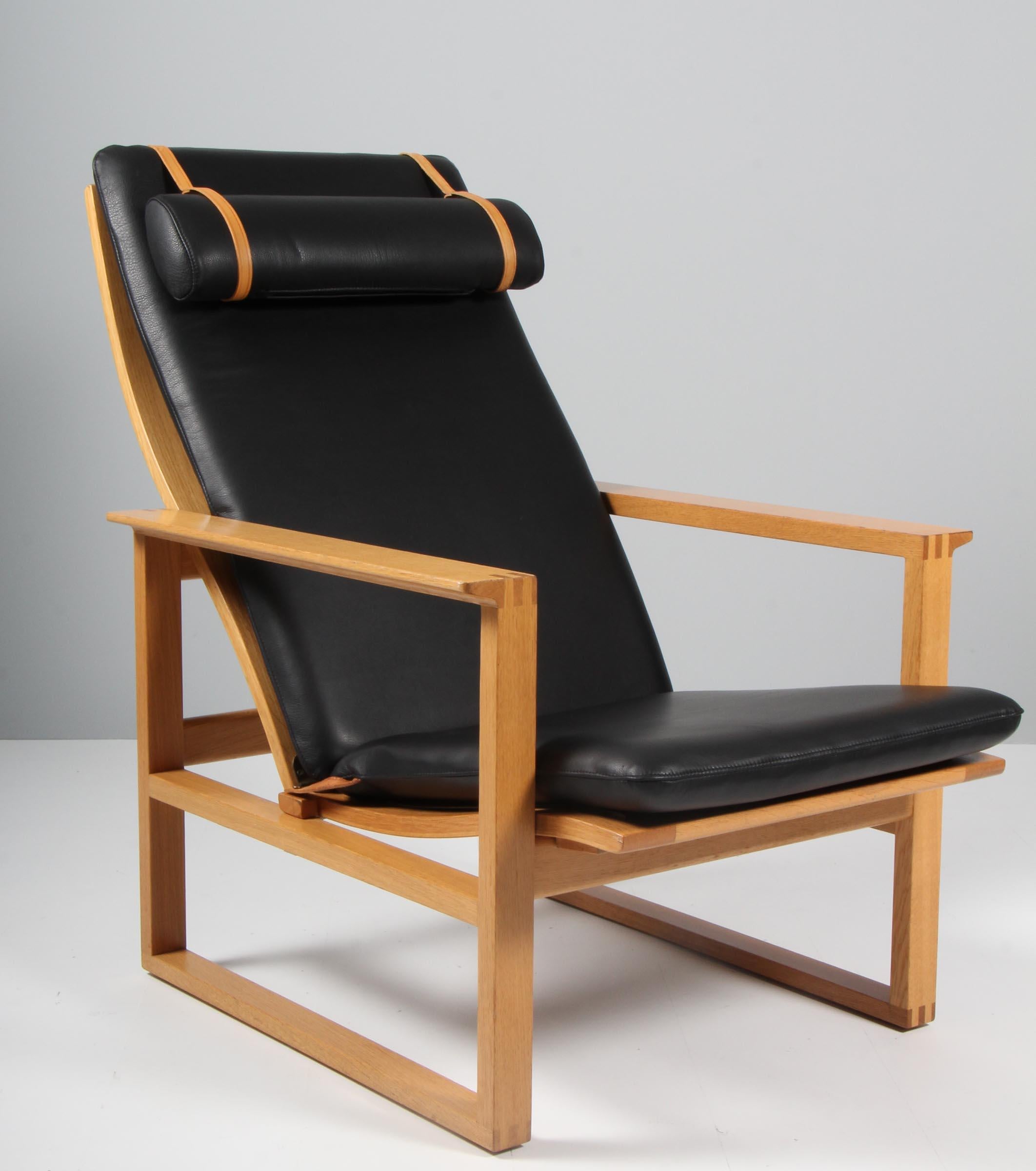 Leather Børge Mogensen 2254 Oak Sled Chair, 1956, Denmark