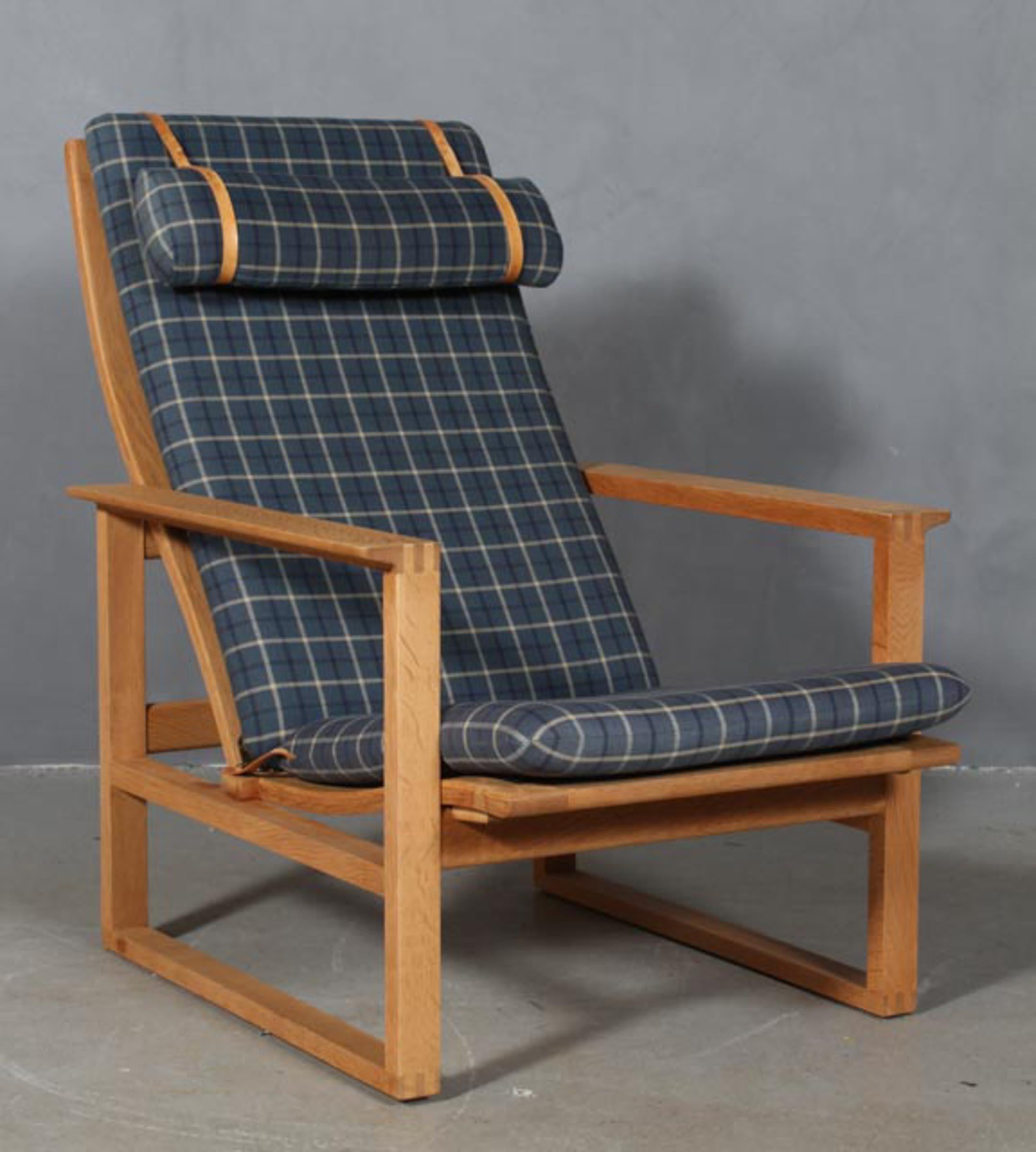 Børge Mogensen 2254 Oak Sled Lounge Chair and Ottoman in, 1956, Denmark 1