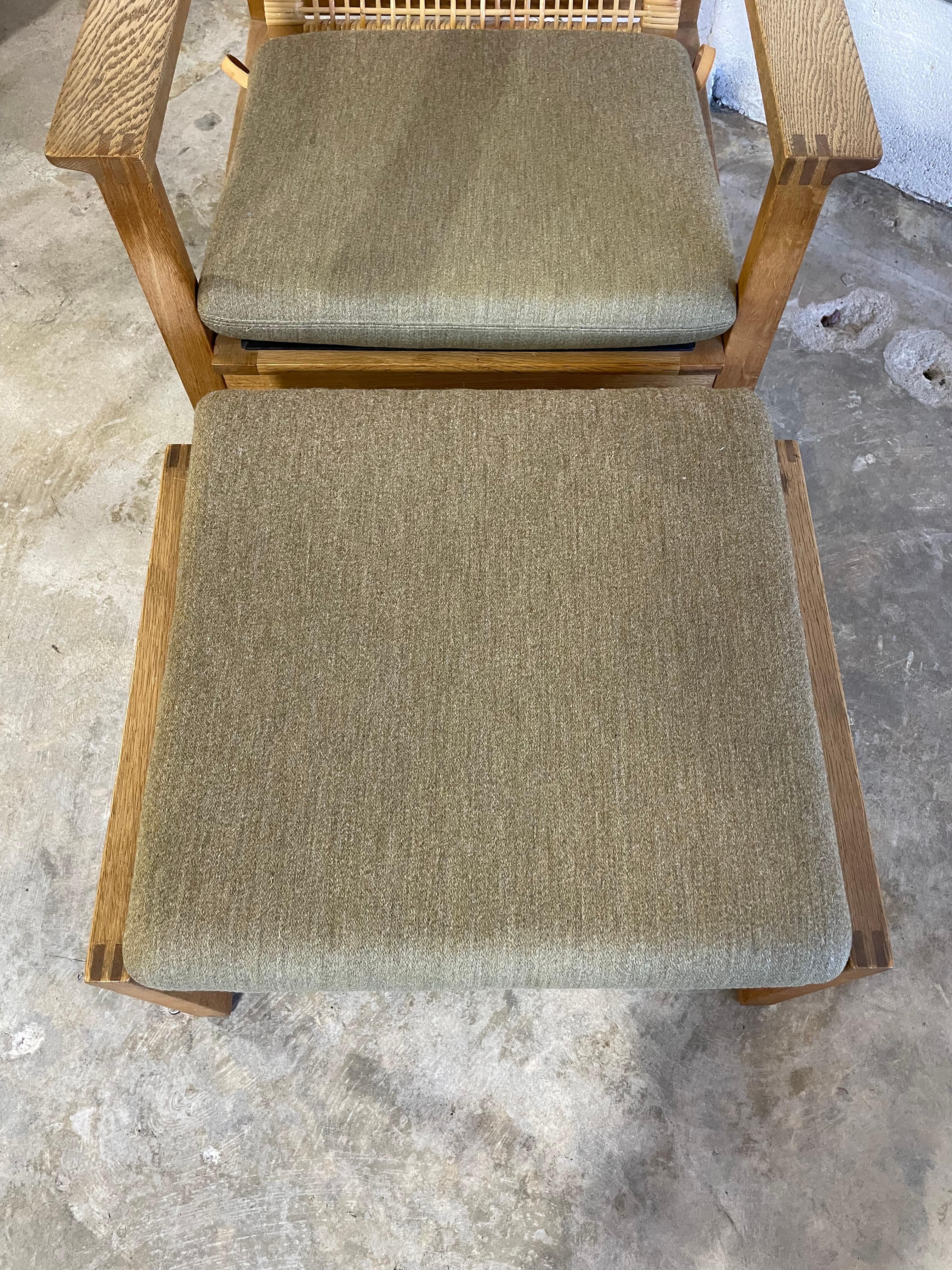 Børge Mogensen 2254 Oak Sled Lounge Chair and Ottoman in Cane 3