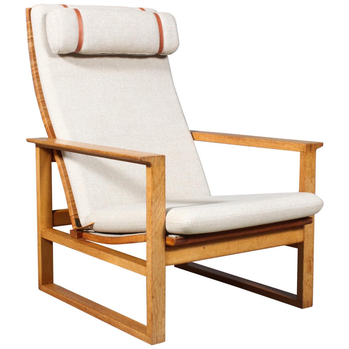 Børge Mogensen 2254 Oak Sled Lounge Chair in Cane, 1956, Denmark