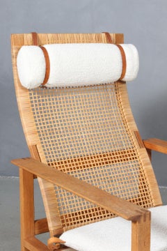 Børge Mogensen 2254 Oak Sled Lounge Chairs in Cane, 1956, Denmark