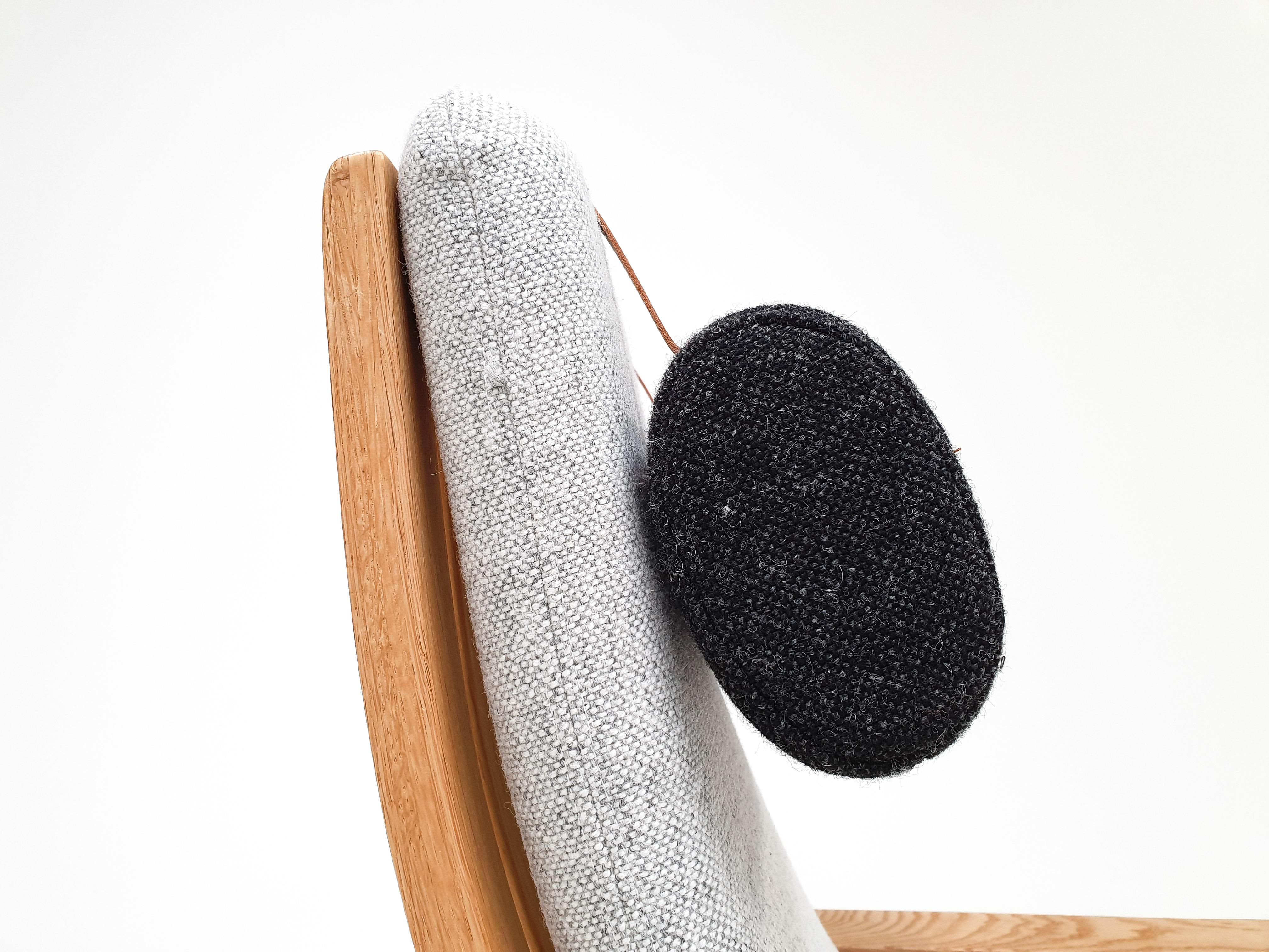 Børge Mogensen 2256 and 2254 Oak Sled Lounge Chairs, Denmark, 1956 1
