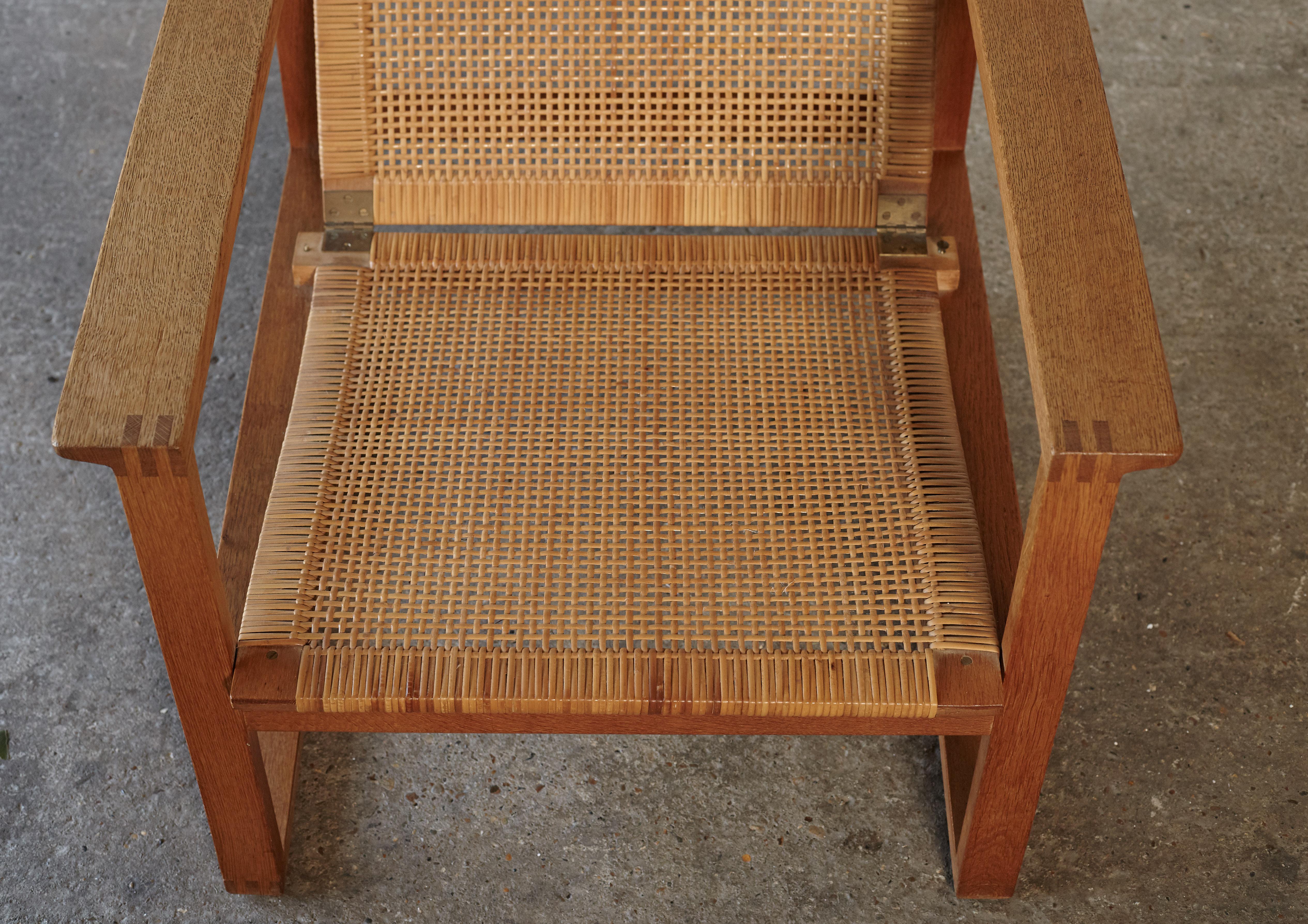 Børge Mogensen 2256 Oak and Cane Sled Lounge Chair, Fredericia, Denmark, 1950s 3