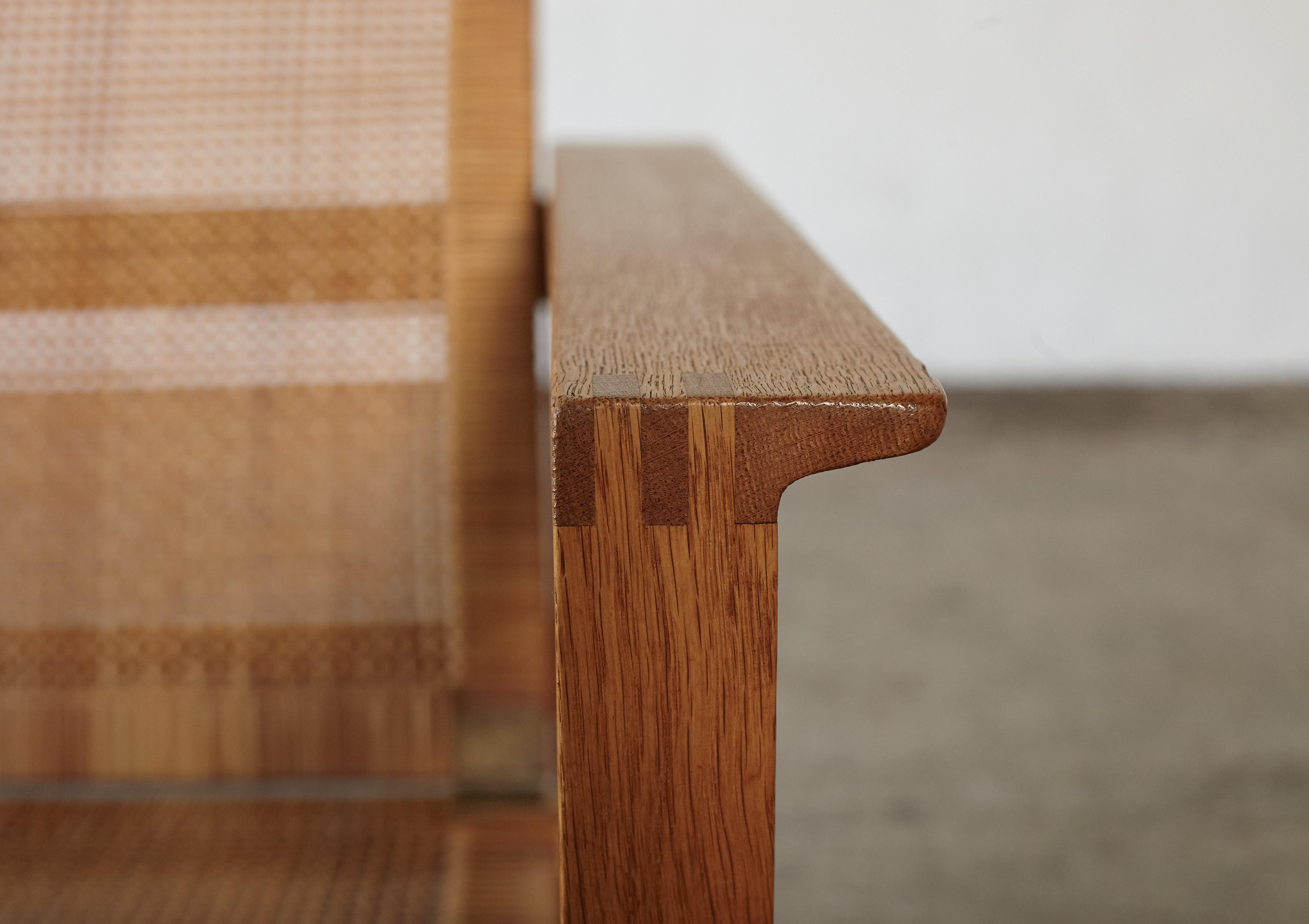 Børge Mogensen 2256 Oak and Cane Sled Lounge Chair, Fredericia, Denmark, 1950s 5