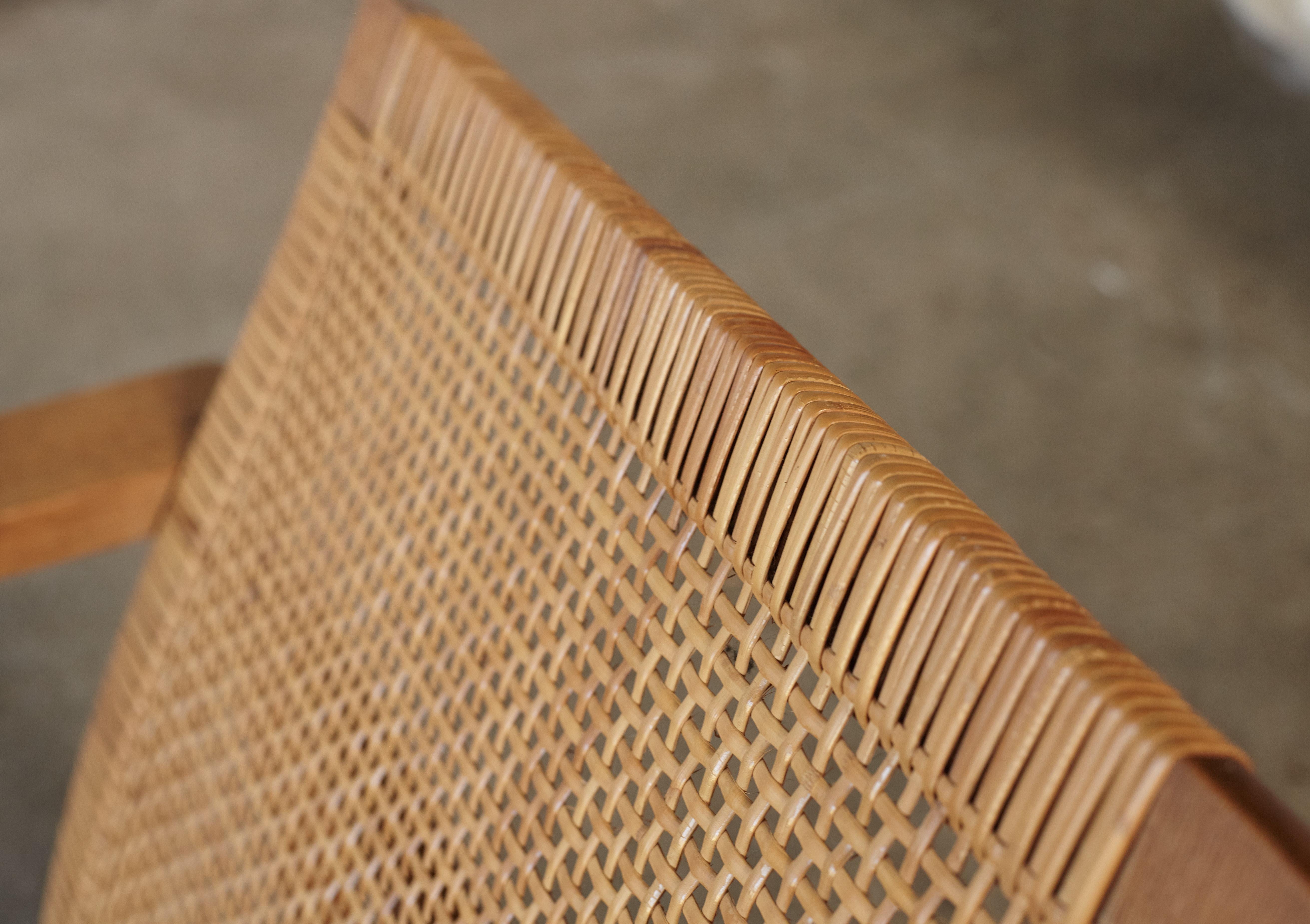 Børge Mogensen 2256 Oak and Cane Sled Lounge Chair, Fredericia, Denmark, 1950s 8