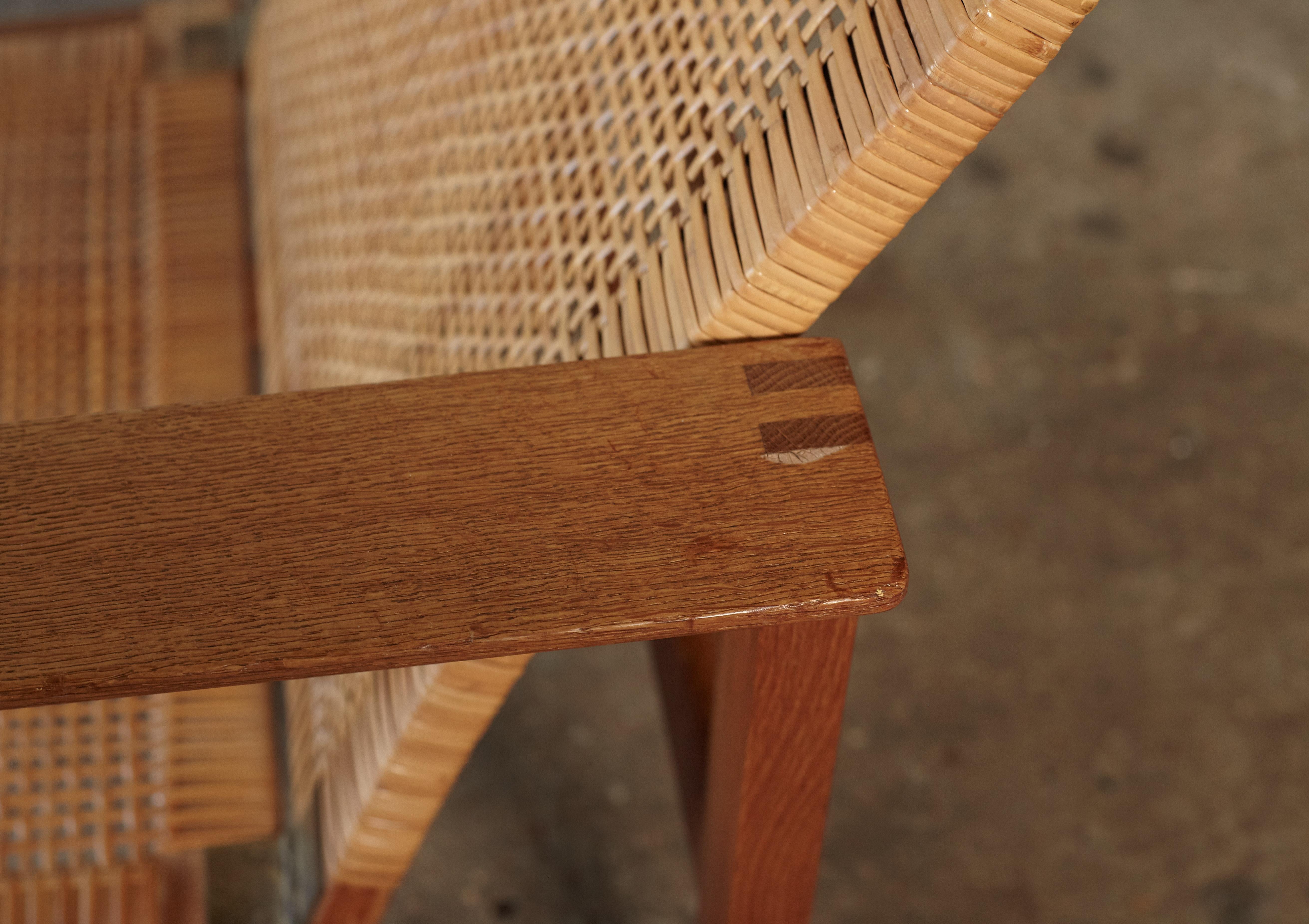 Børge Mogensen 2256 Oak and Cane Sled Lounge Chair, Fredericia, Denmark, 1950s 9