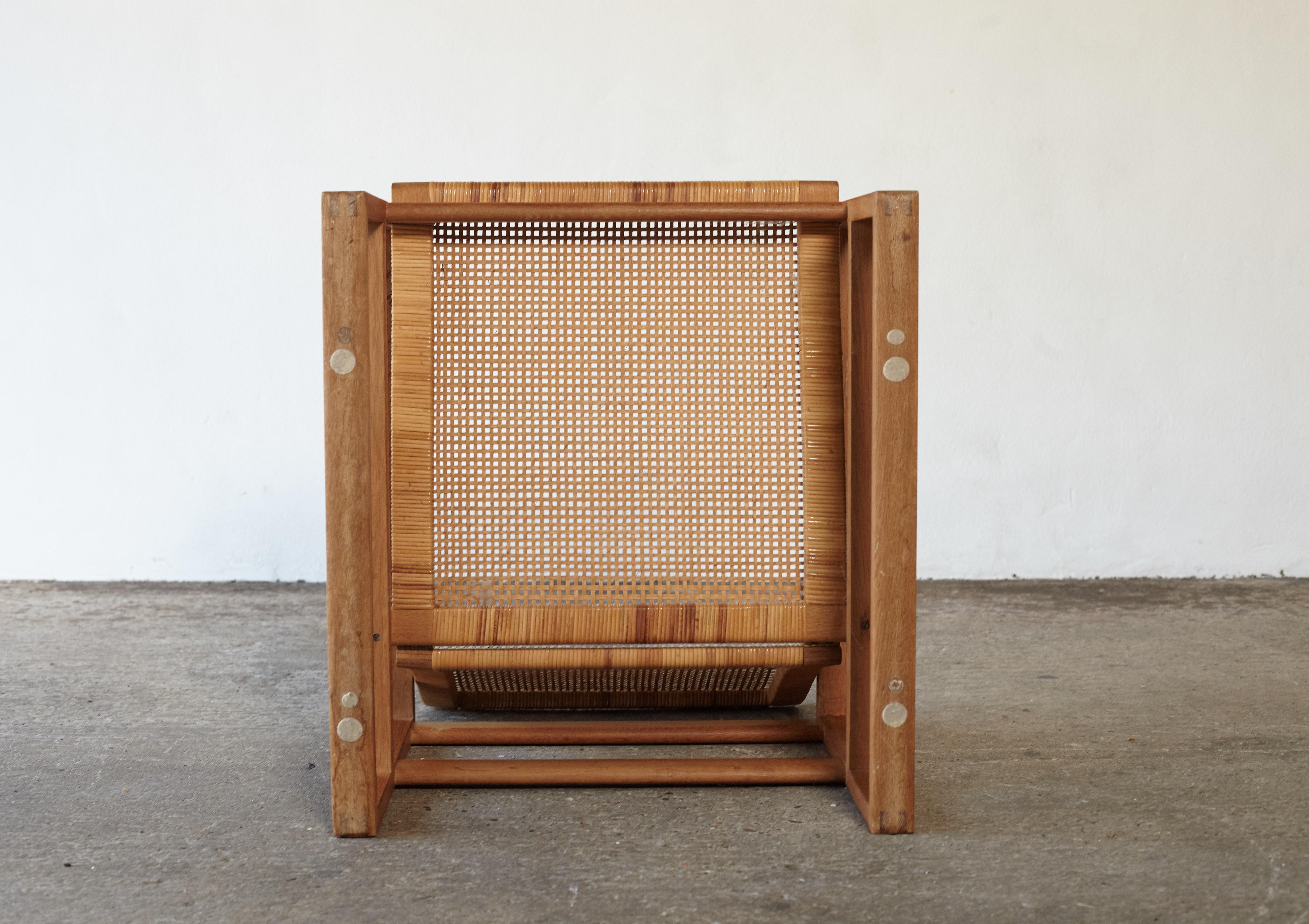 Børge Mogensen 2256 Oak and Cane Sled Lounge Chair, Fredericia, Denmark, 1950s 10