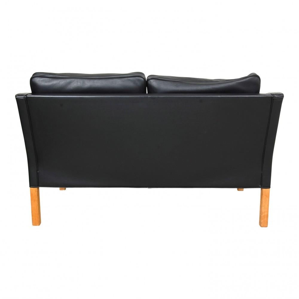Børge Mogensen 2322 2-seater sofa with black bison and oak For Sale 1