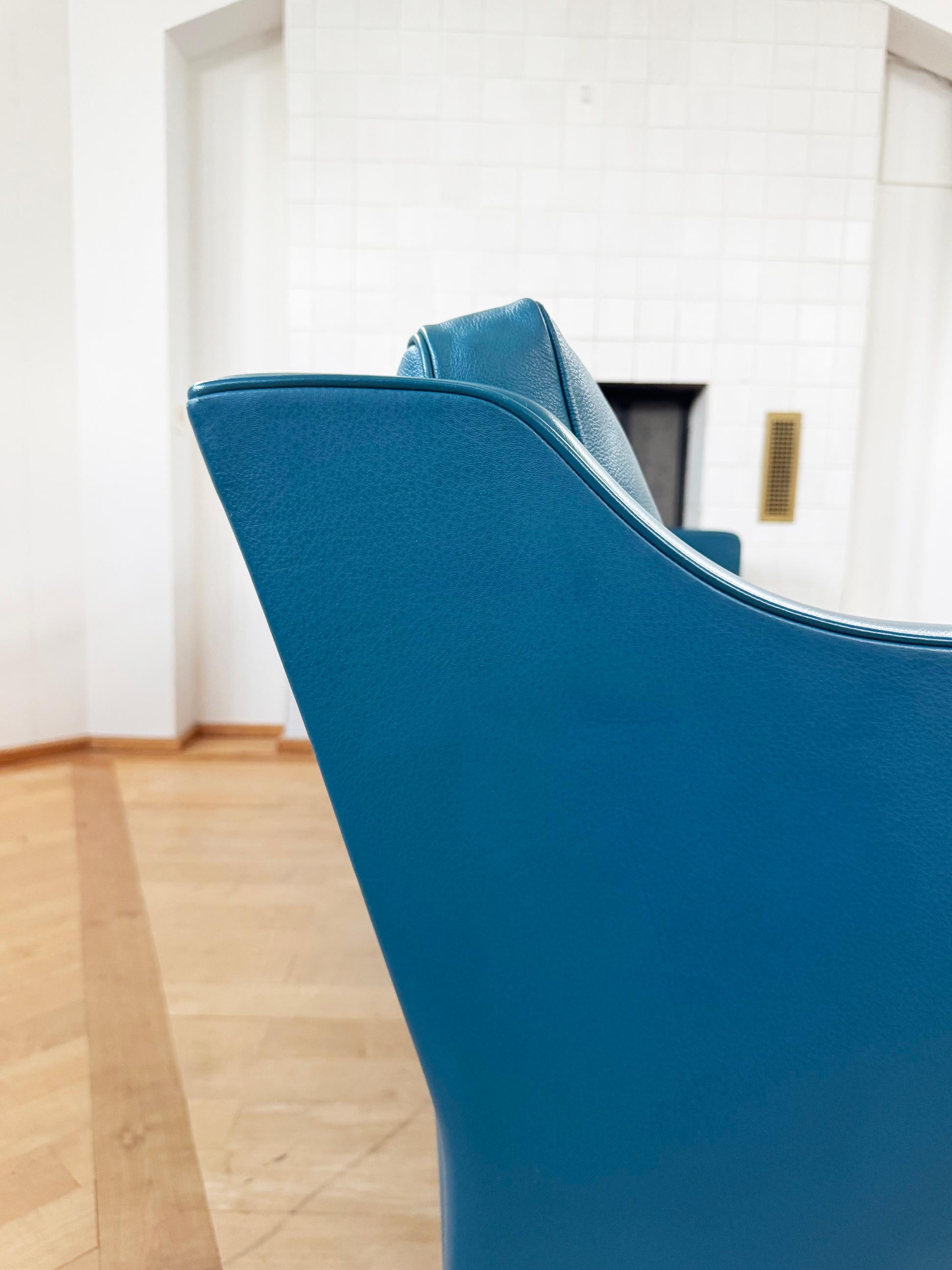 Børge Mogensen 2323 divano a 3 posti in pelle Bison Blu Petrolio Deep Teal Fredericia in vendita 6
