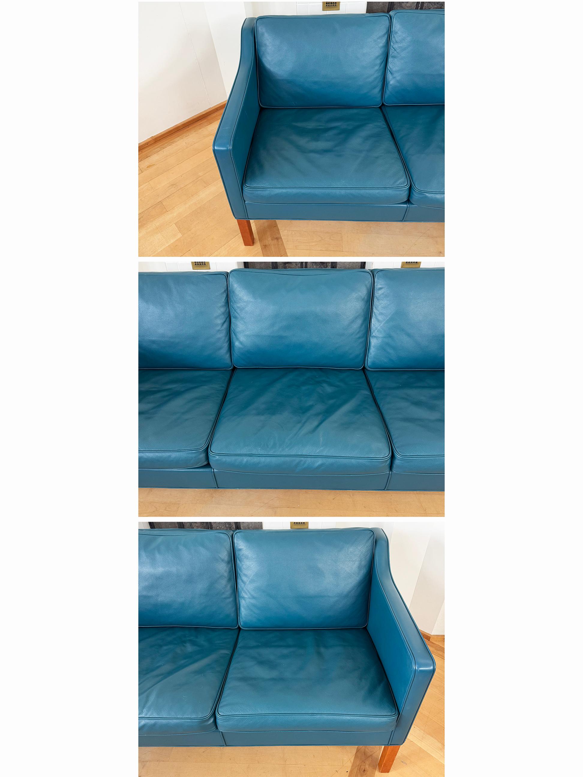Børge Mogensen 2323 divano a 3 posti in pelle Bison Blu Petrolio Deep Teal Fredericia In condizioni ottime in vendita a Basel, BS