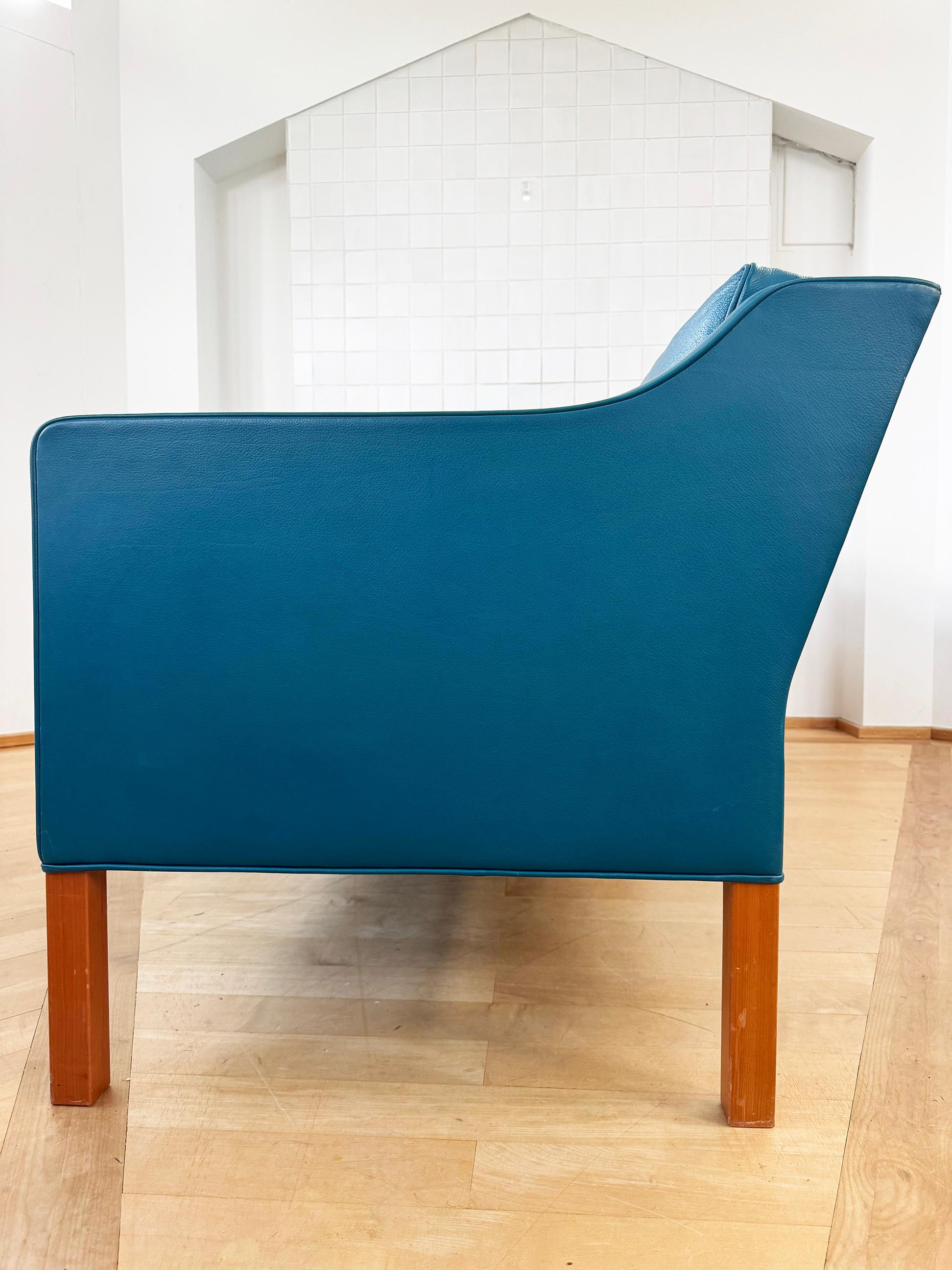 Børge Mogensen 2323 divano a 3 posti in pelle Bison Blu Petrolio Deep Teal Fredericia in vendita 1