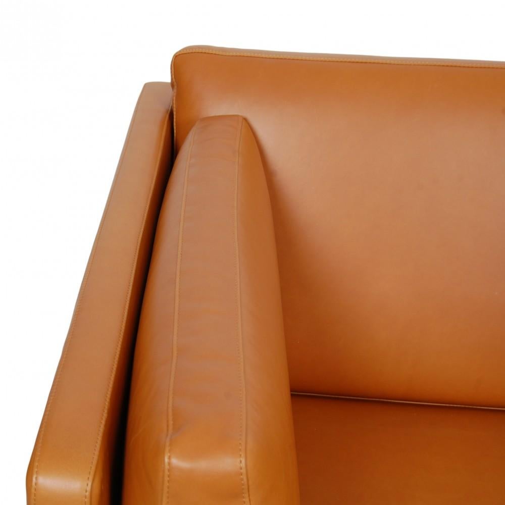 Mid-20th Century Børge Mogensen 2442, 2, Seater Sofa Reupholstered in Cognac Anilin Leather