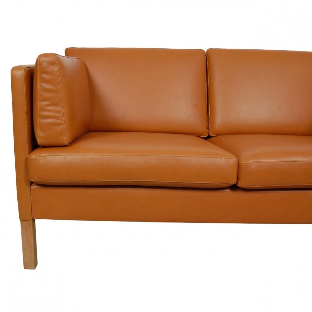 Børge Mogensen 2442, 2, Seater Sofa Reupholstered in Cognac Anilin Leather 1