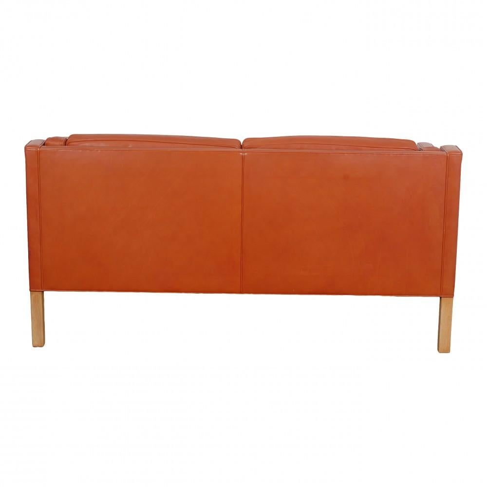 Danish Børge Mogensen 2pers 2212 sofa with patinated cognac leather