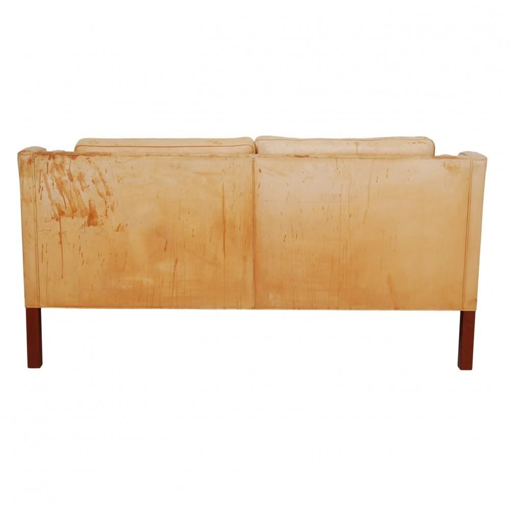 Børge Mogensen 2.Pers Sofa 2212 in Patinated Natural Leather For Sale 2