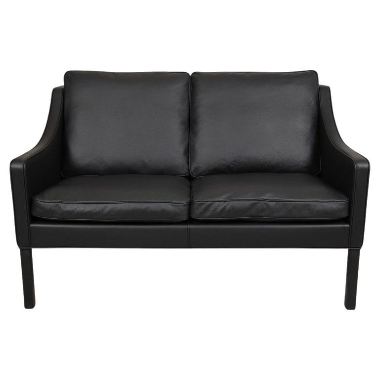 Børge Mogensen 2.Pers Sofa Model 2208, Reupholstered with Black Bison  Leather For Sale at 1stDibs