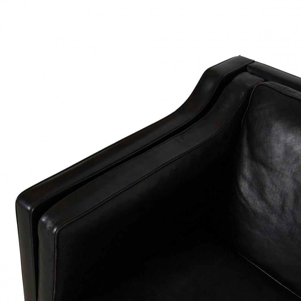 Børge Mogensen 3-Sitzer Sofa 2213 in Original Schwarzem Leder im Angebot 2