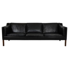 Børge Mogensen 3 Seater Sofa 2213 in Original Black Leather