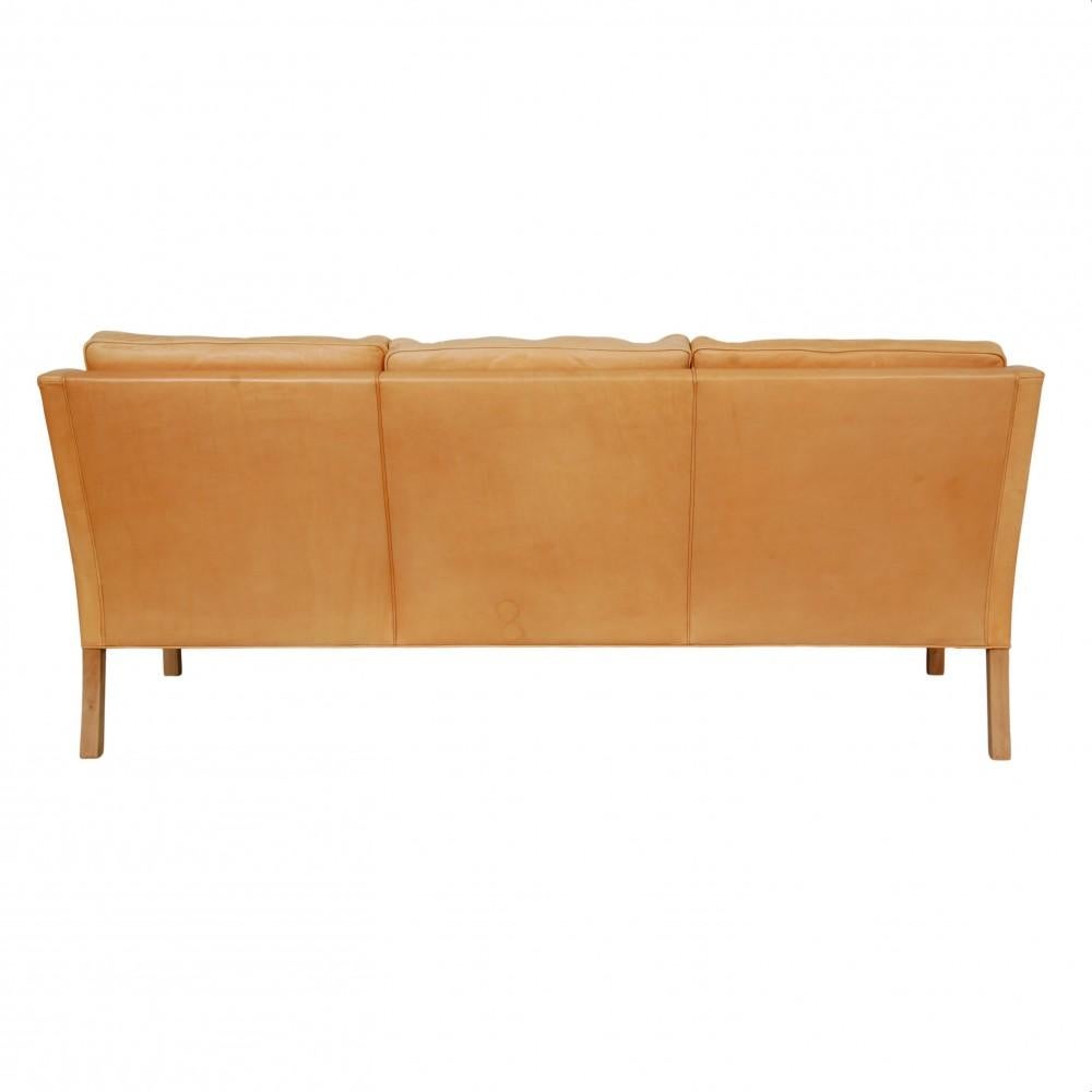 Børge Mogensen 3, Pers Sofa 2209, in Nature Leather with Patina For Sale 1