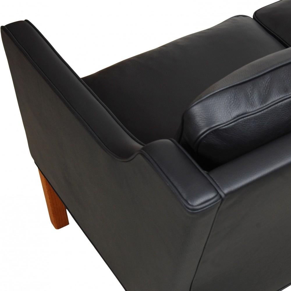 Mid-20th Century Børge Mogensen 3pers Sofa 2323 Newly Upholstered with Black Bison Leather