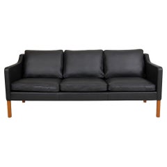 Børge Mogensen 3pers Sofa 2323 Newly Upholstered with Black Bison Leather