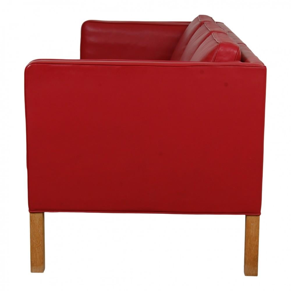 Børge Mogensen 3.Pers Sofa 2333 in Red Leather For Sale 4