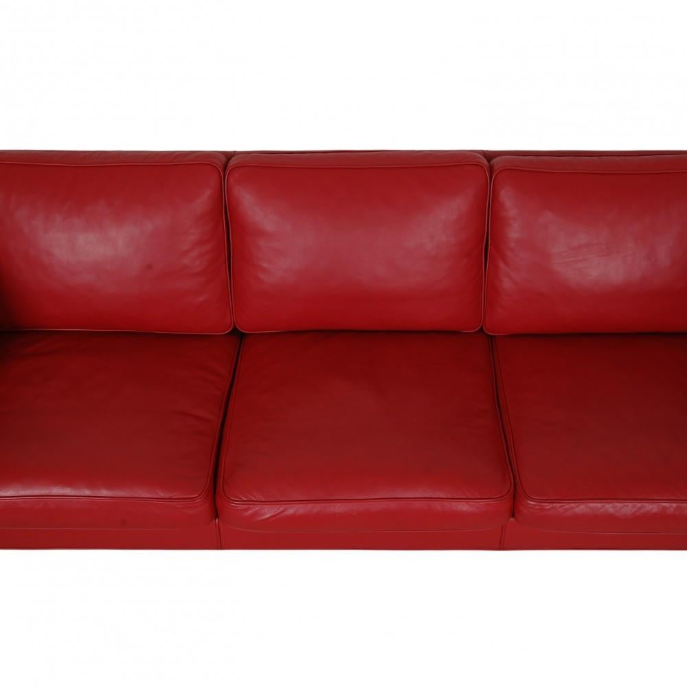Danish Børge Mogensen 3.Pers Sofa 2333 in Red Leather For Sale