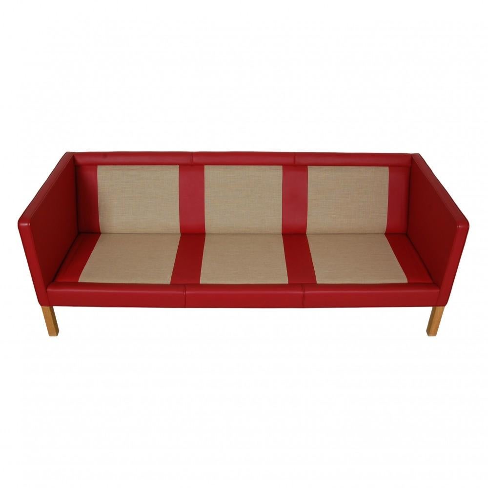 Børge Mogensen 3.Pers Sofa 2333 in Red Leather 1