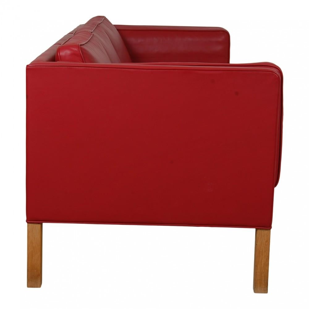 Børge Mogensen 3.Pers Sofa 2333 in Red Leather 2