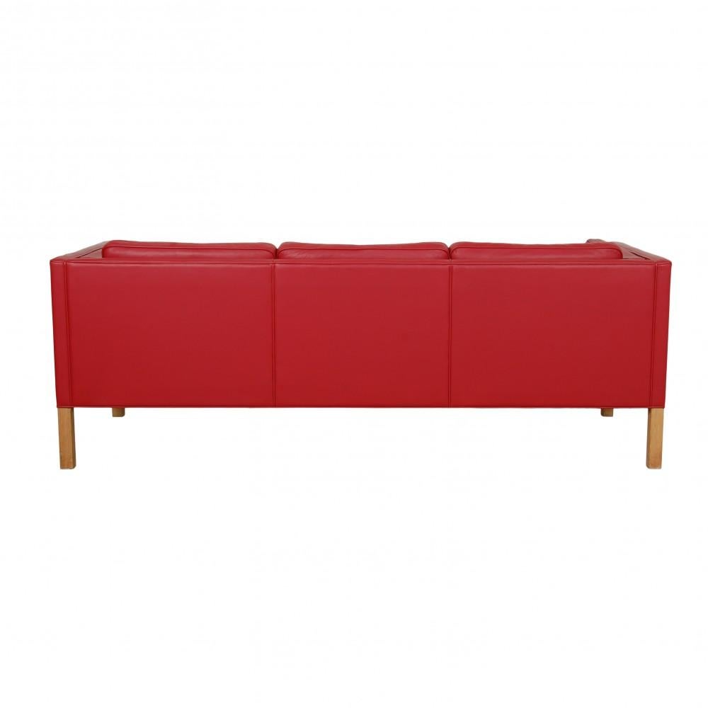 Børge Mogensen 3.Pers Sofa 2333 in Red Leather For Sale 3