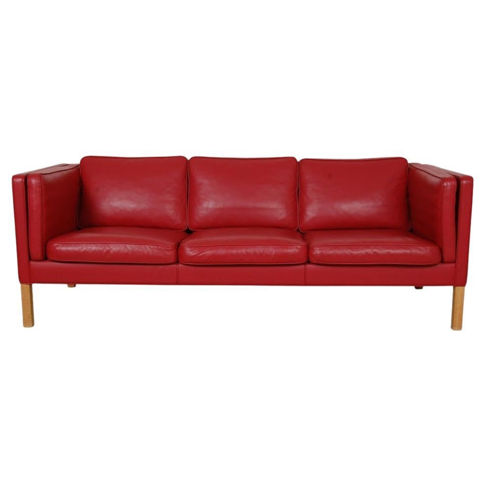 Børge Mogensen 3.Pers Sofa 2333 in Red Leather For Sale
