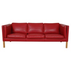 Børge Mogensen 3.Pers Sofa 2333 in Red Leather