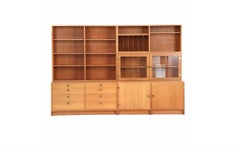Børge Mogensen 4 Paneled Shelving and Storage Cabinet in Wood and Glass