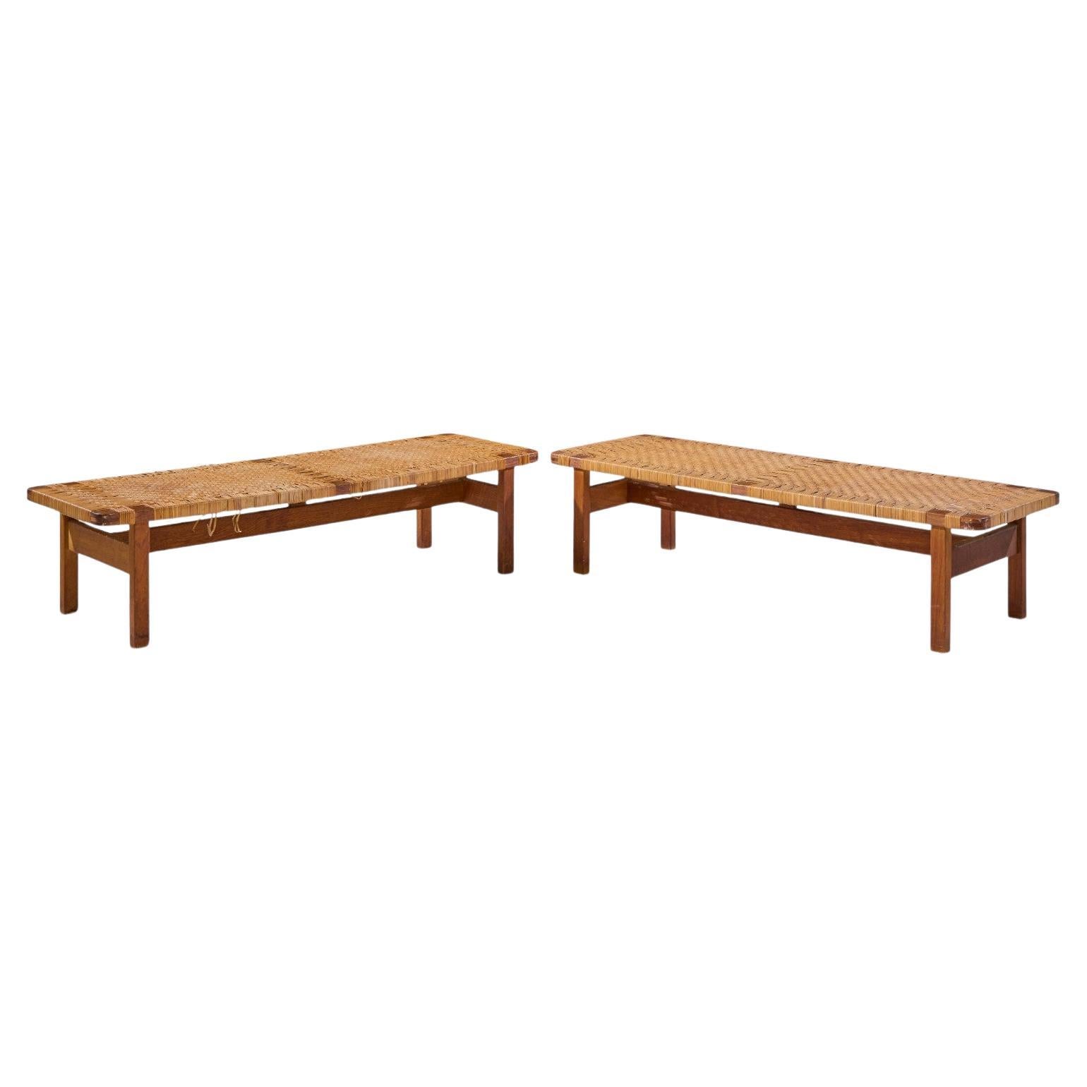 Børge Mogensen 5272 for Fredericia Danish Teak and Rattan Benches - Pair