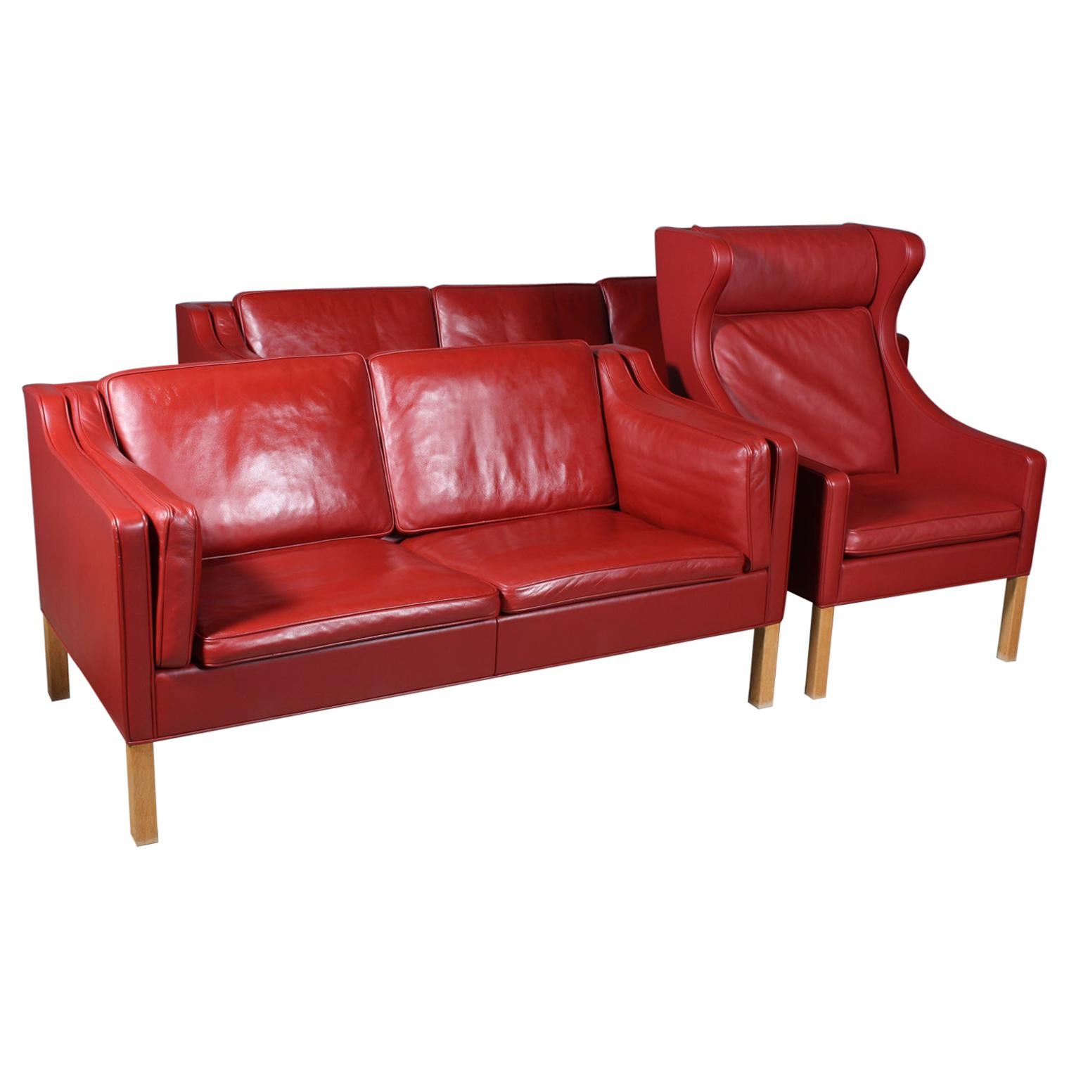 Børge Mogensen a Living Room, Model 2212 + 2213 + 2204, Original Leather