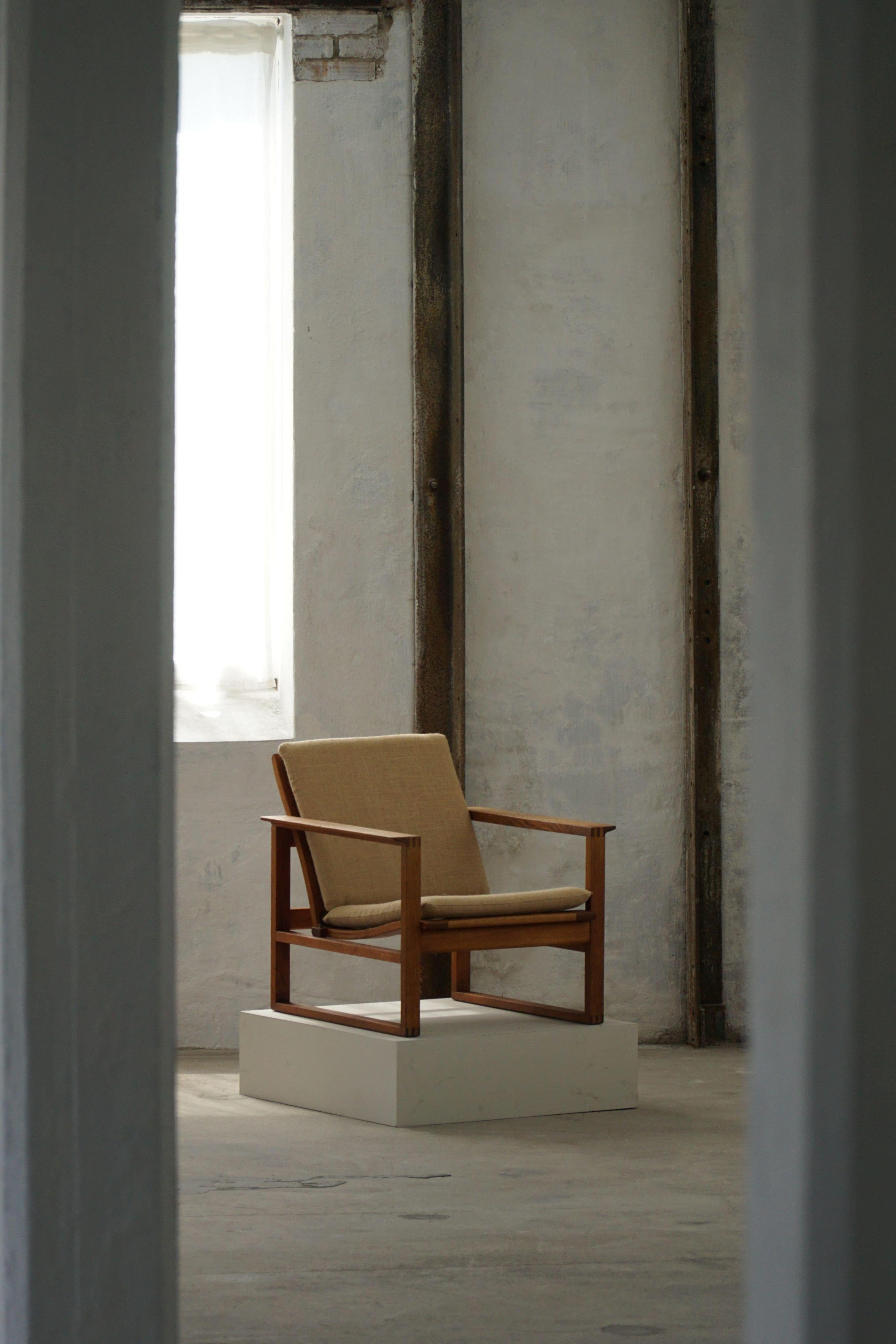 Børge Mogensen, paire de chaises longues BM2256 en Oak Oak et Hessian, Danemark, années 1960 en vente 3