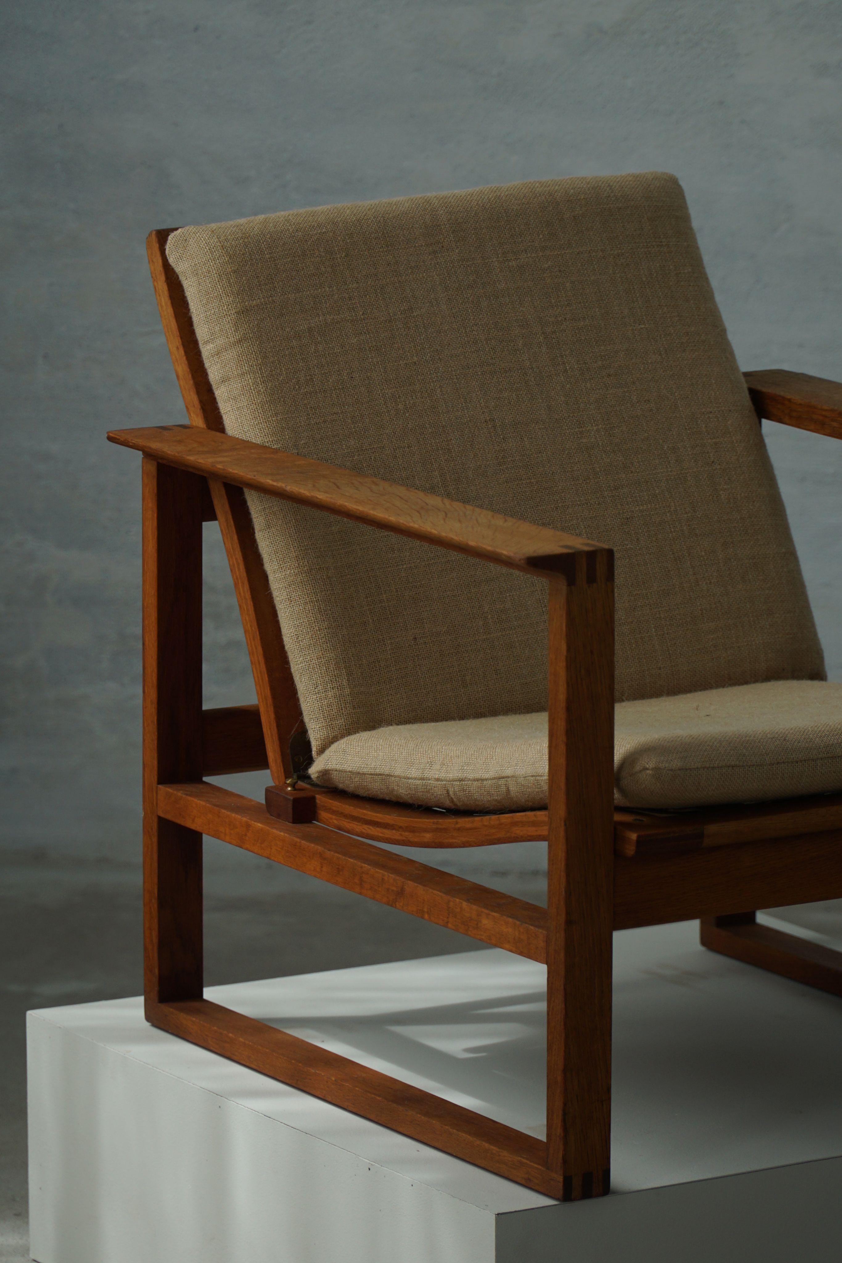 Børge Mogensen, paire de chaises longues BM2256 en Oak Oak et Hessian, Danemark, années 1960 en vente 4
