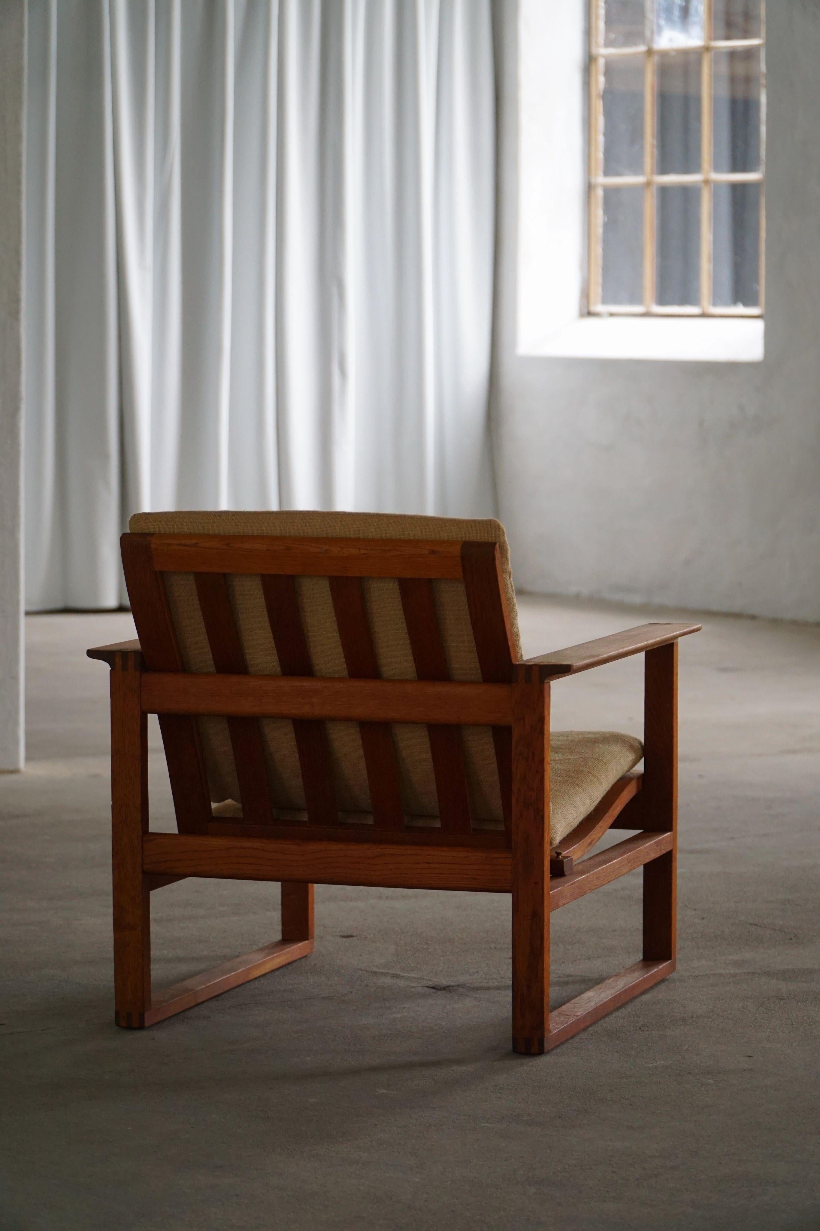 Børge Mogensen, paire de chaises longues BM2256 en Oak Oak et Hessian, Danemark, années 1960 en vente 12