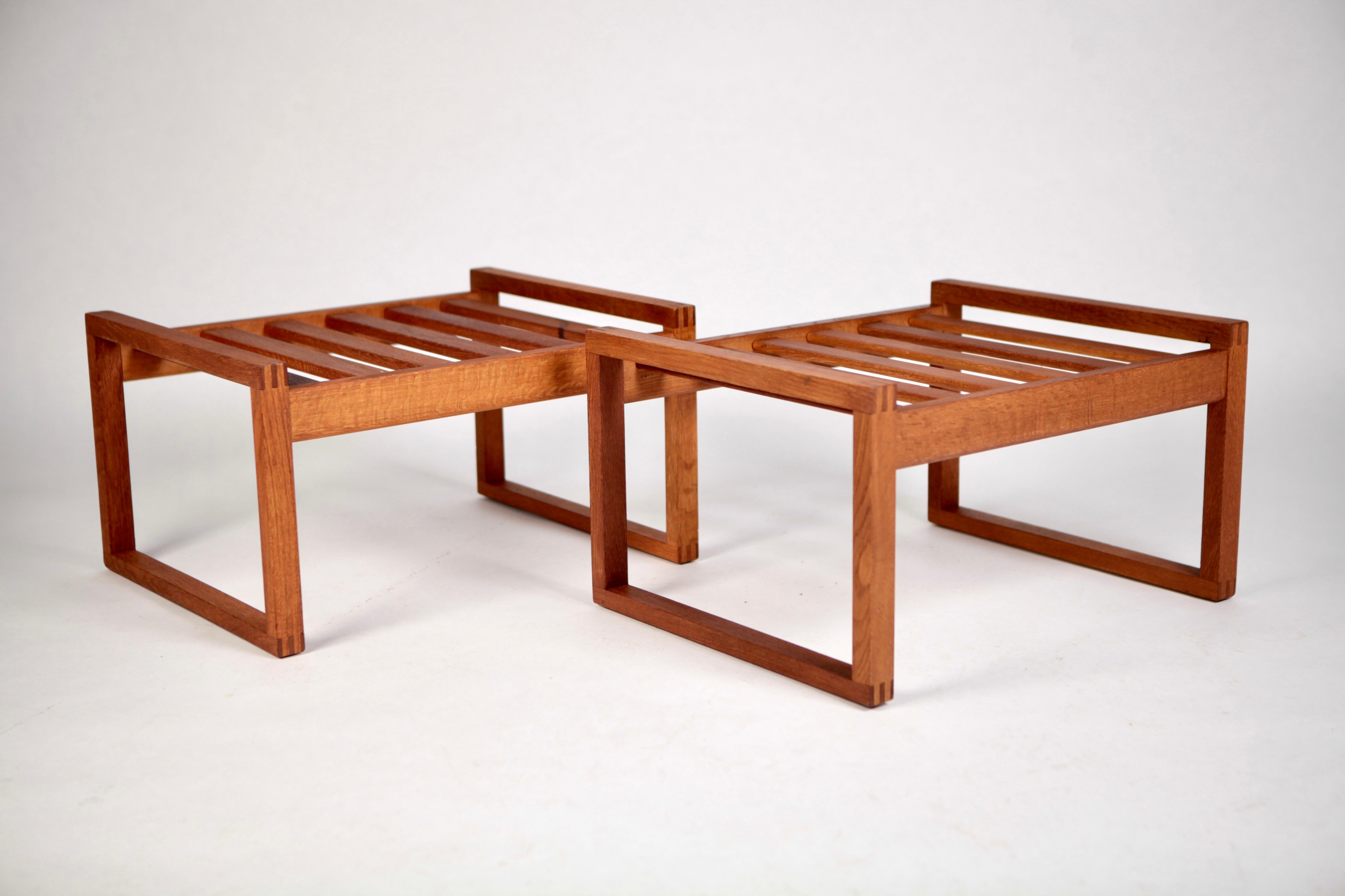 Scandinavian Modern Børge Mogensen, a Pair of Side Tables or Benches in Oak, Model 2248, 1960s