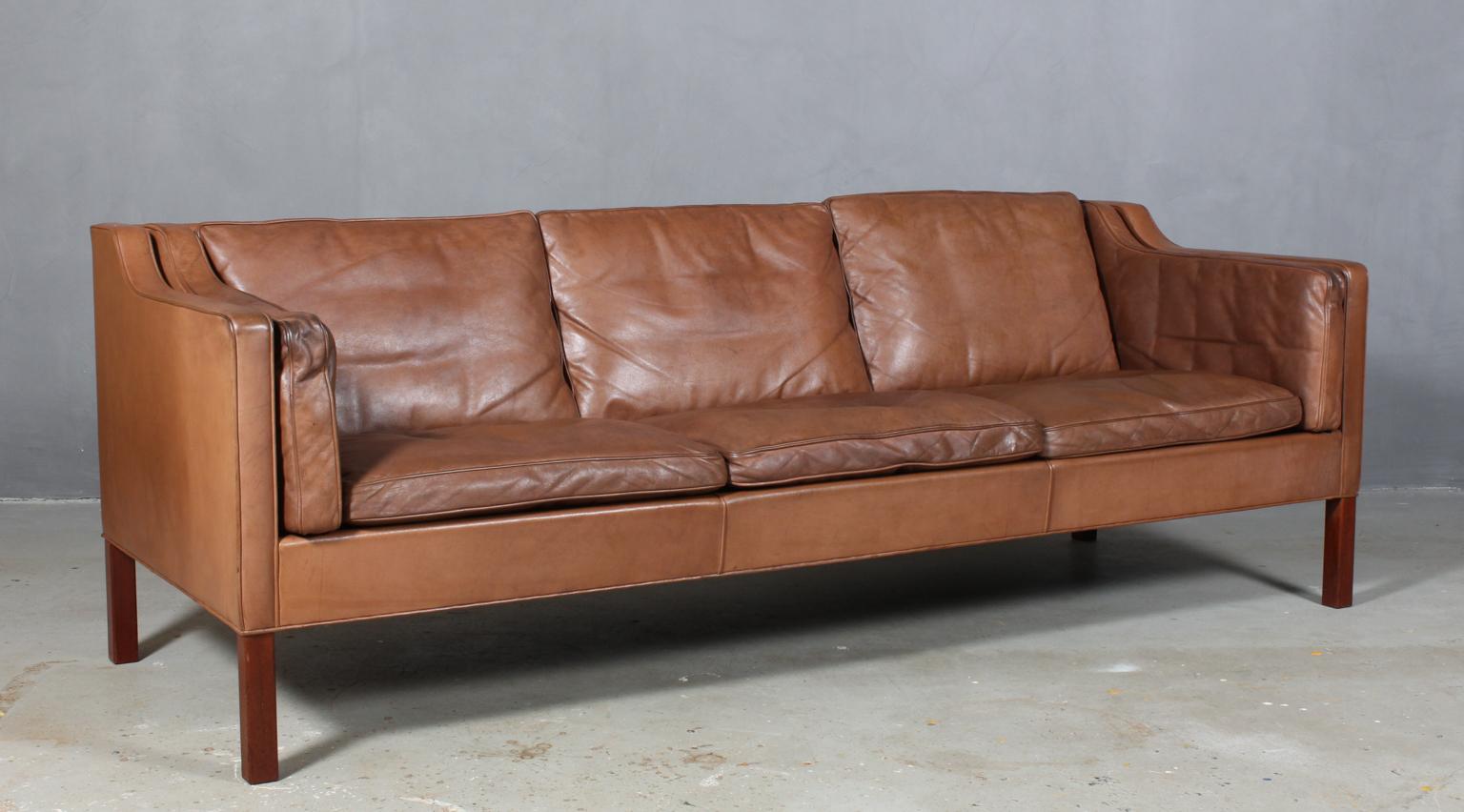 Scandinavian Modern Børge Mogensen a Pair of Sofas, Model 2212 + 2213, Original Leather