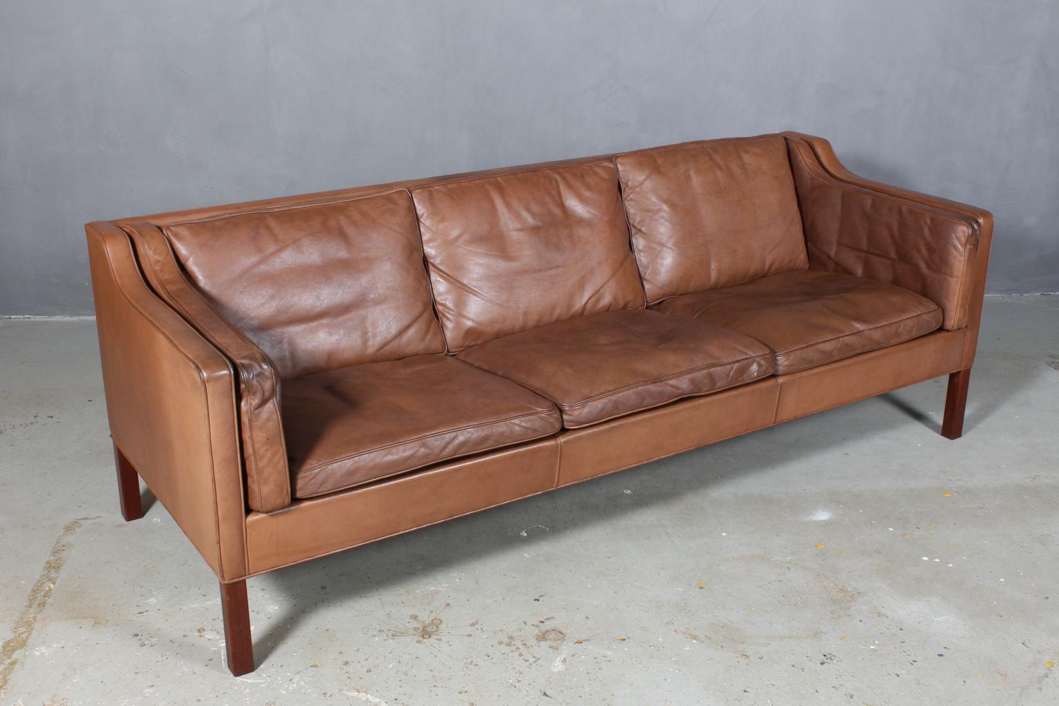 Danish Børge Mogensen a Pair of Sofas, Model 2212 + 2213, Original Leather