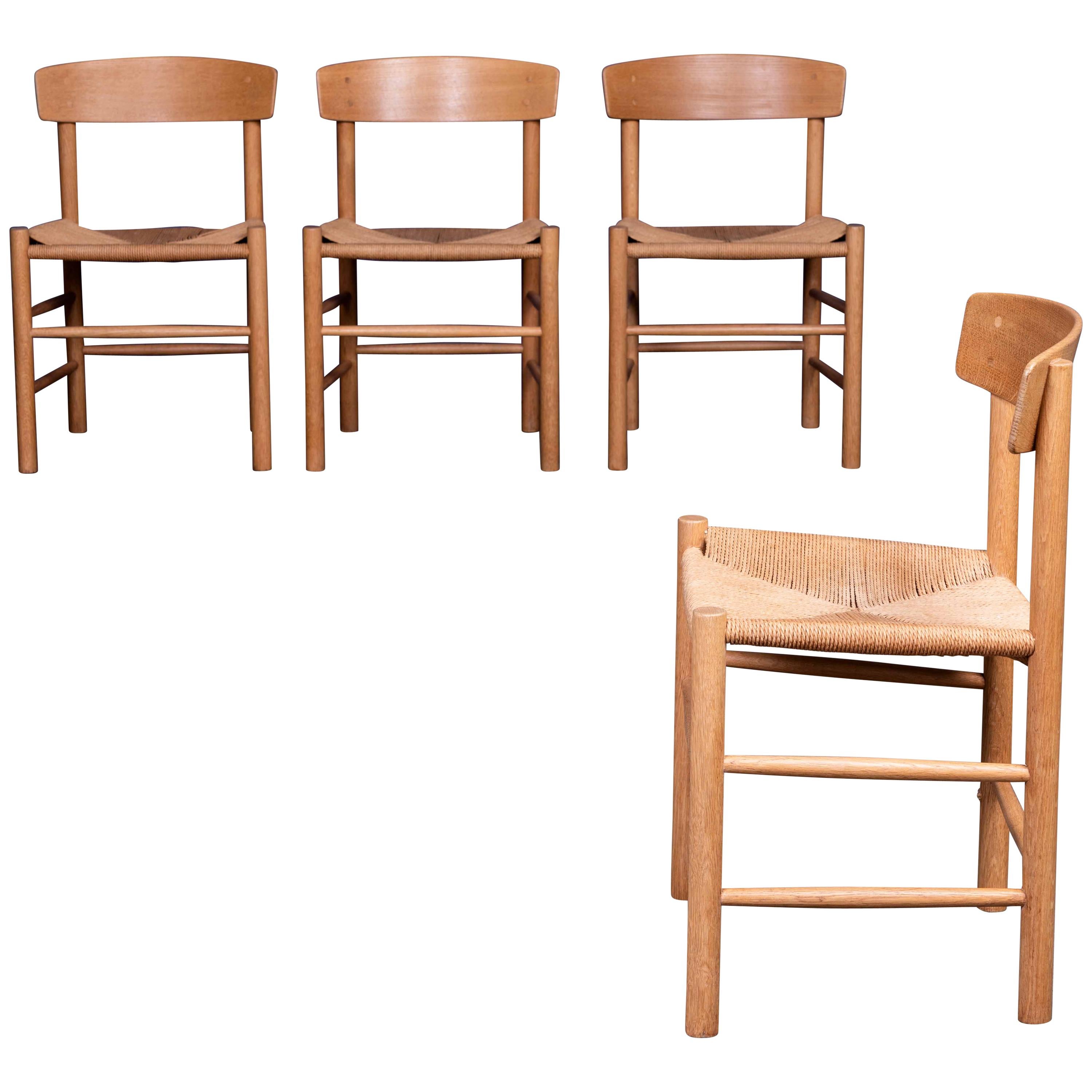 Børge Mogensen a Set of Four J39 Oak Chairs