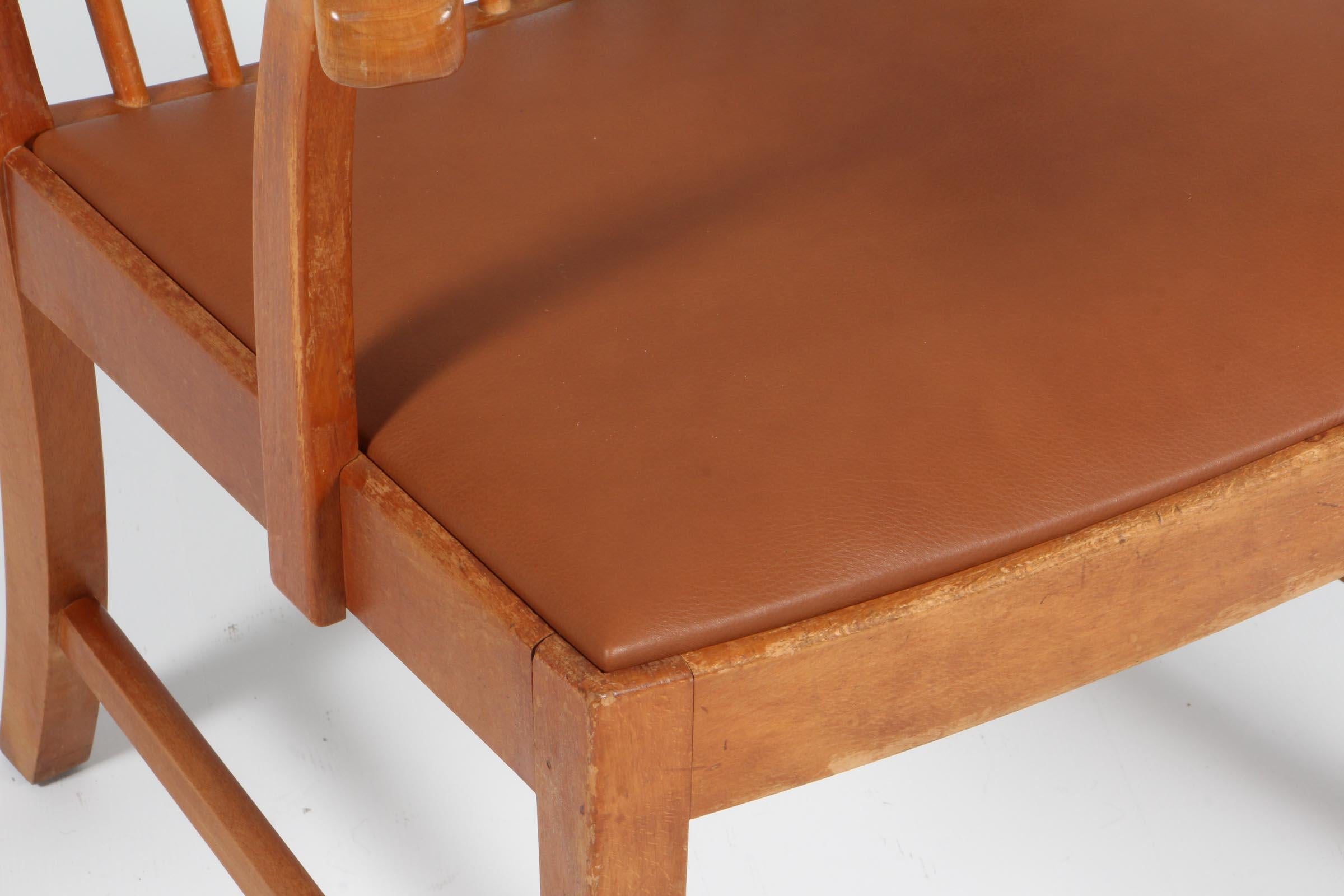 Børge Mogensen Armchair, Beech and Aniline Leather In Good Condition In Esbjerg, DK