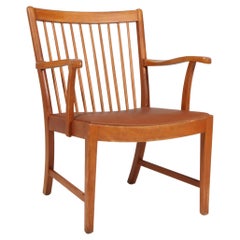 Børge Mogensen Armchair, Beech and Aniline Leather