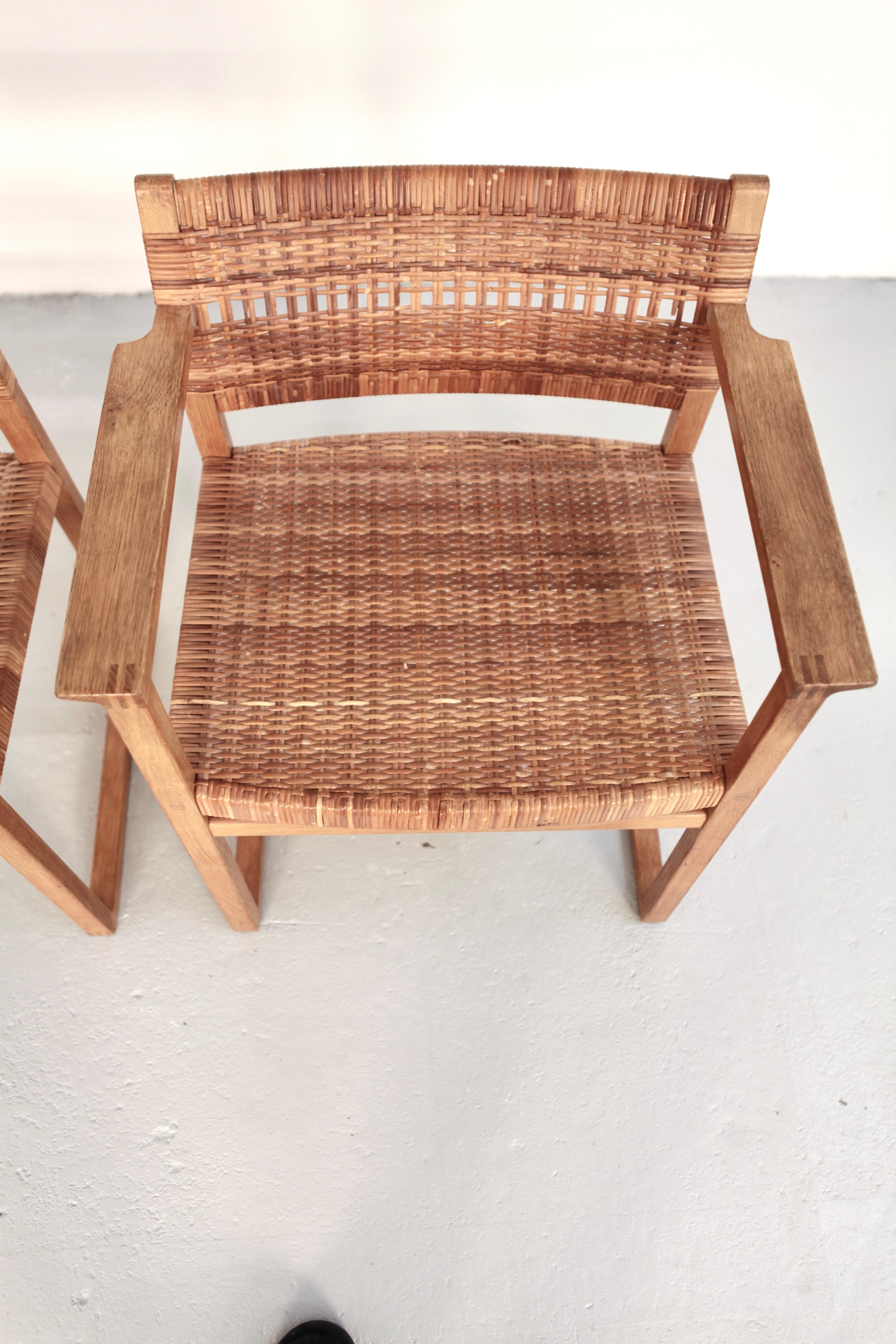 Børge Mogensen, Armchairs in Oak and Woven Cane, BM-62, Denmark, 1957 3