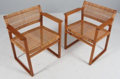 Børge Mogensen Armlehnstühle mit Rohrsitz, Eiche, BM62