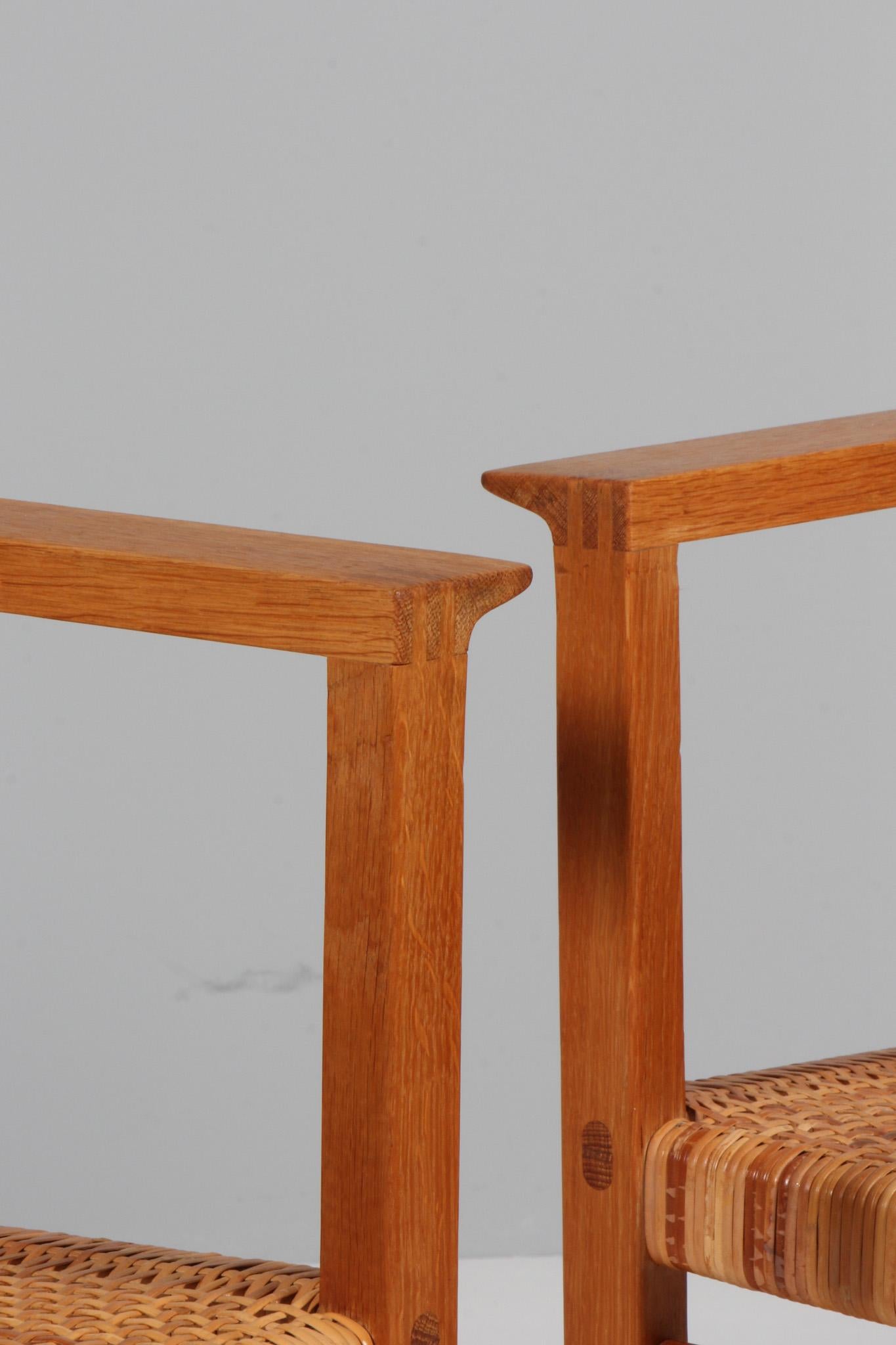 Cane Børge Mogensen arn chairs with cane seat, oak, BM62